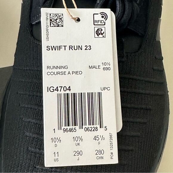 Adidas Swift Run 23 Men’s Running Shoe Core Black Black Gum IG4704 Size 11 - Picture 11 of 11